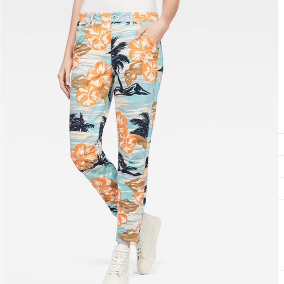 G Star Raw Elwood 5622 3D Mid Boyfriend Hawaii Aloha Print Jeans Pharrell 33x28 - Picture 2 of 16